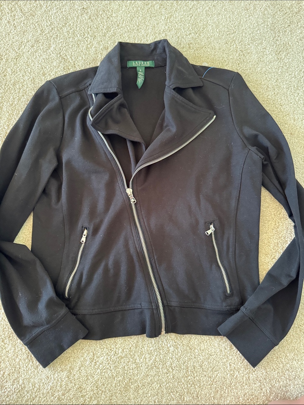 Lauren Ralph Lauren Black Asymmetrical Zip Leather-Style Jacket